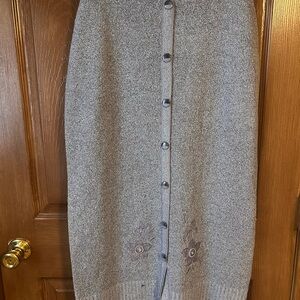 Gray Button-Front Skirt